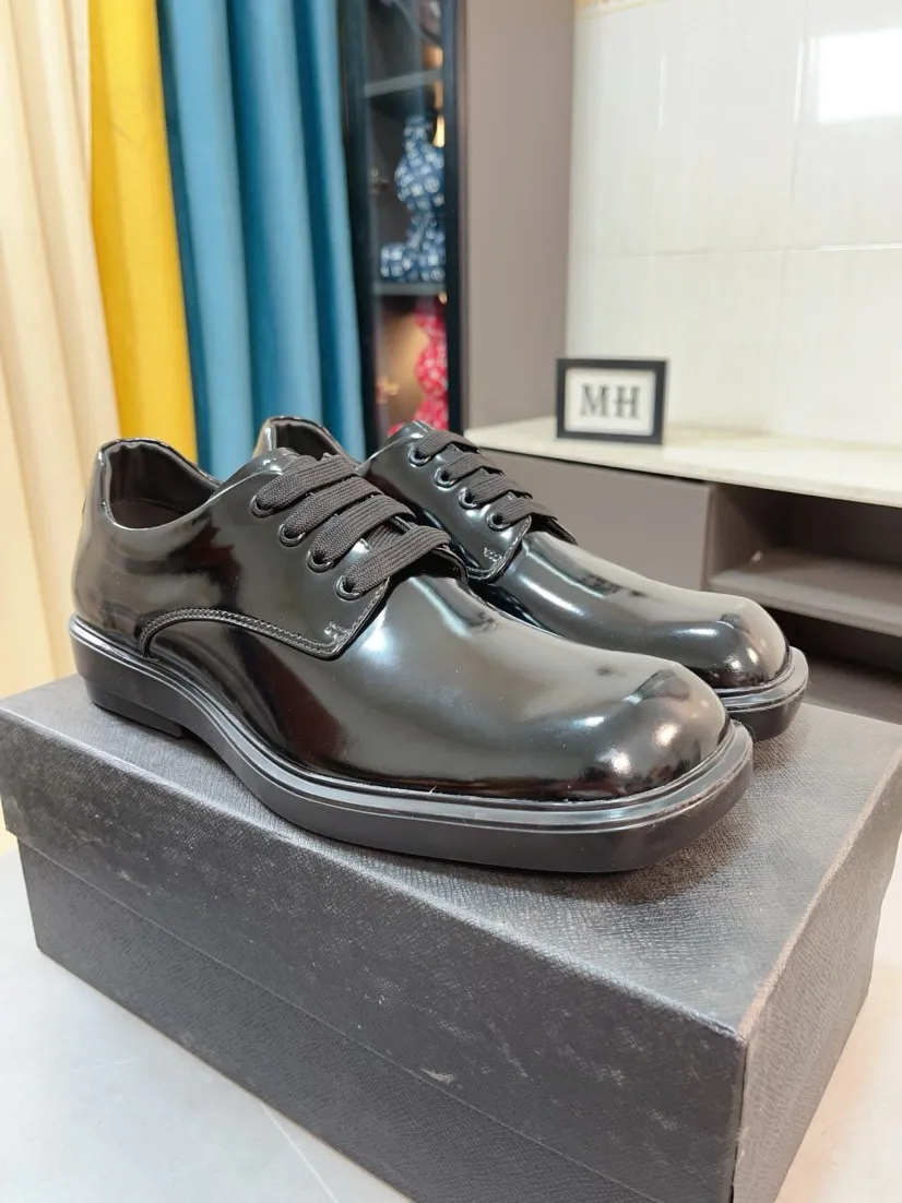Men's shoes 💰540🌹🌹【PRADA Leather Shoes】Top purchasing agency Original imported Italian custom-made open-edge beaded cowhide leather surface, fully imported water-dyed breathable cowhide lining, original factory special molded sole super comfortable, size: 38-44